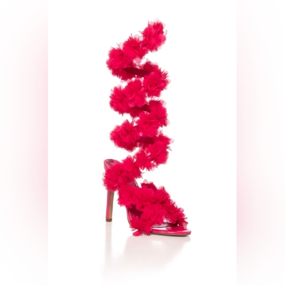AZALEA WANG "GLAMOROUS EMPRESS IN RED" Vibrant Floral Women's Heels